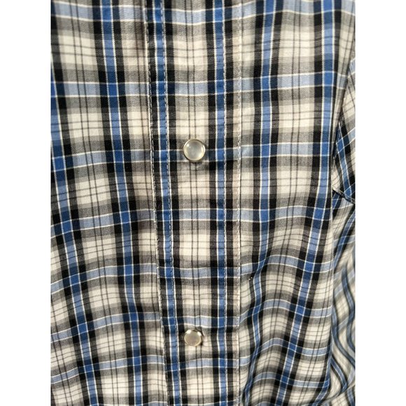 Coyote Mood Pearl Snap Western Shirt  LT Blue  Plaid 65% Polyester 35% Cotton - Picture 5 of 16